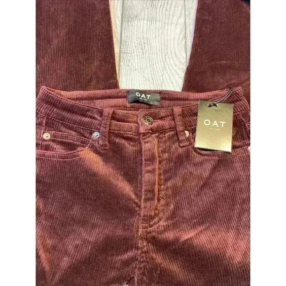 OAT NY Women's High Rise Corduroy Skinny Jeans Burgundy Stretch Streetwear NWT - Picture 4 of 10